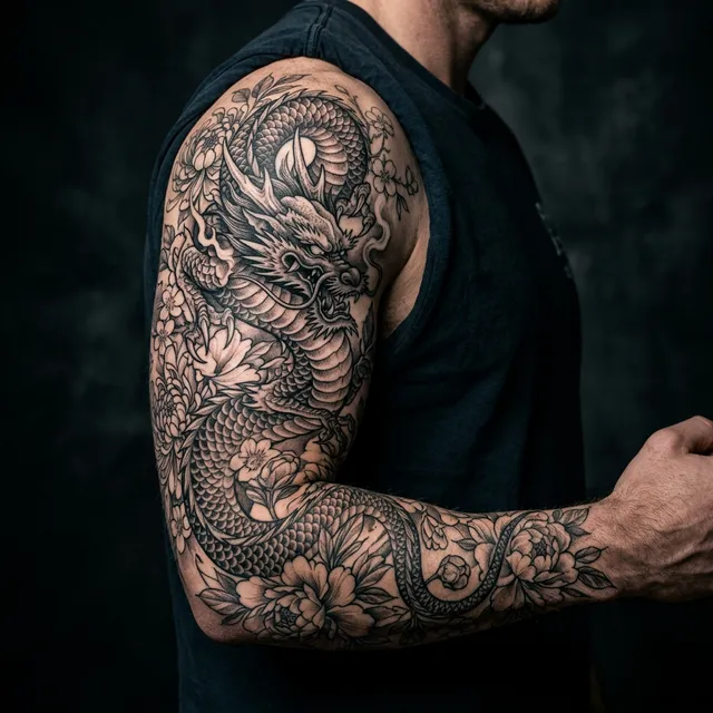 Dragon sleeve tattoo